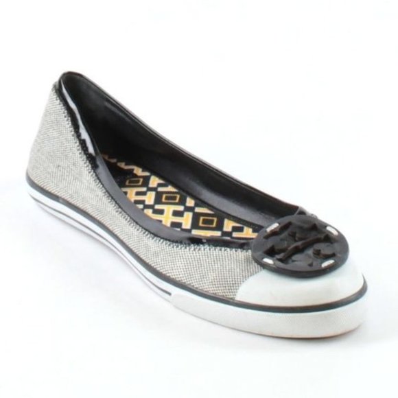 ISO: Tory Burch Canvas Flats | Sneaker Flats with Patten Leather Logo 10.5 / 11 - Picture 3 of 4